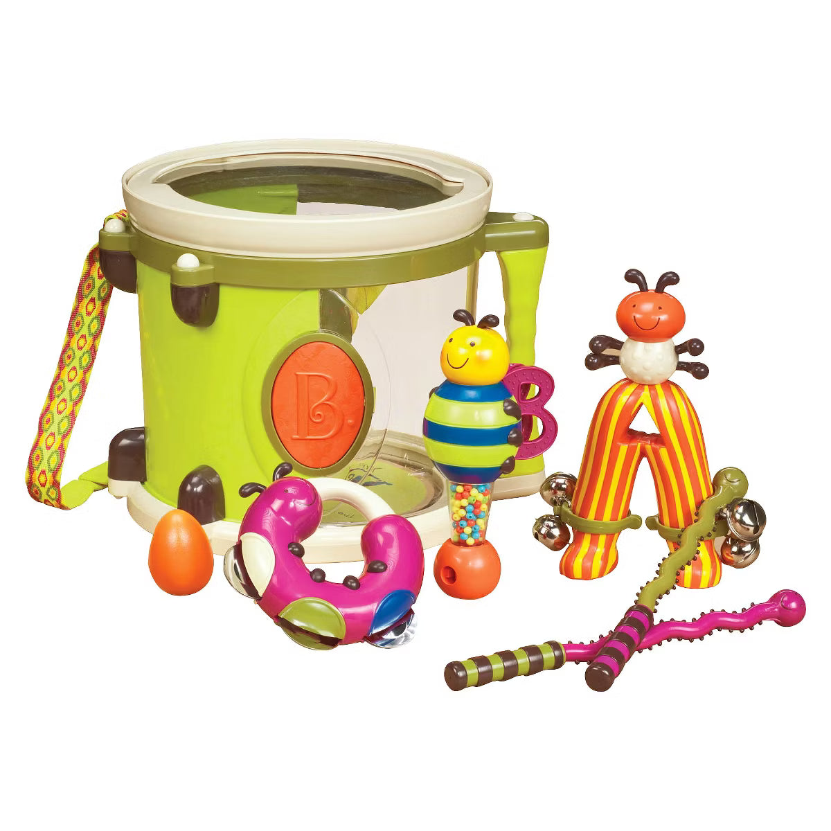 B. Toys Parum Pum Pum Drum Set – 7pc Toddler Music Kit
