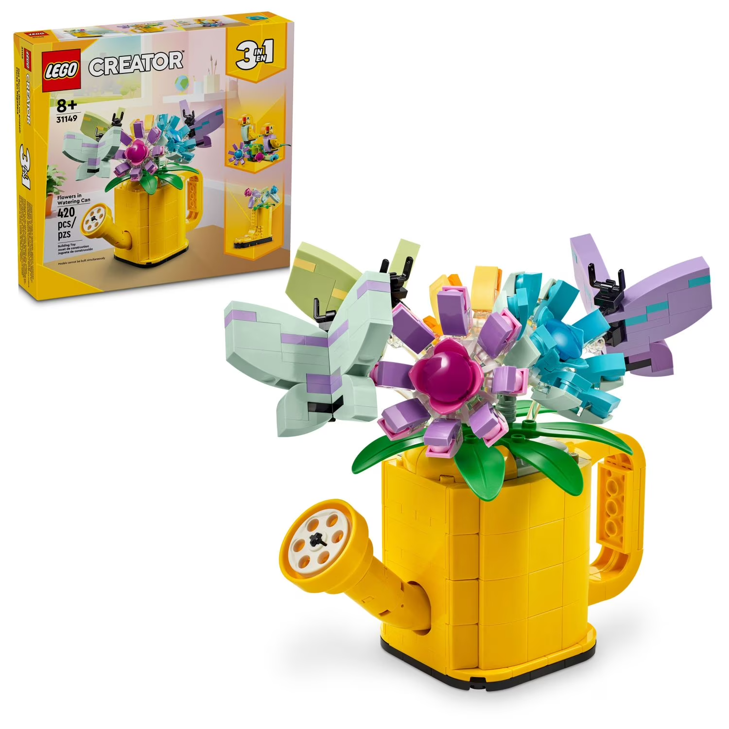 LEGO Creator 3-in-1 Flower Set - Watering Can, Boots & Birds Toy for Kids 8+