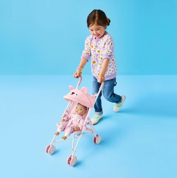 Gigglescape Doll Stroller – Pink Dot Bear