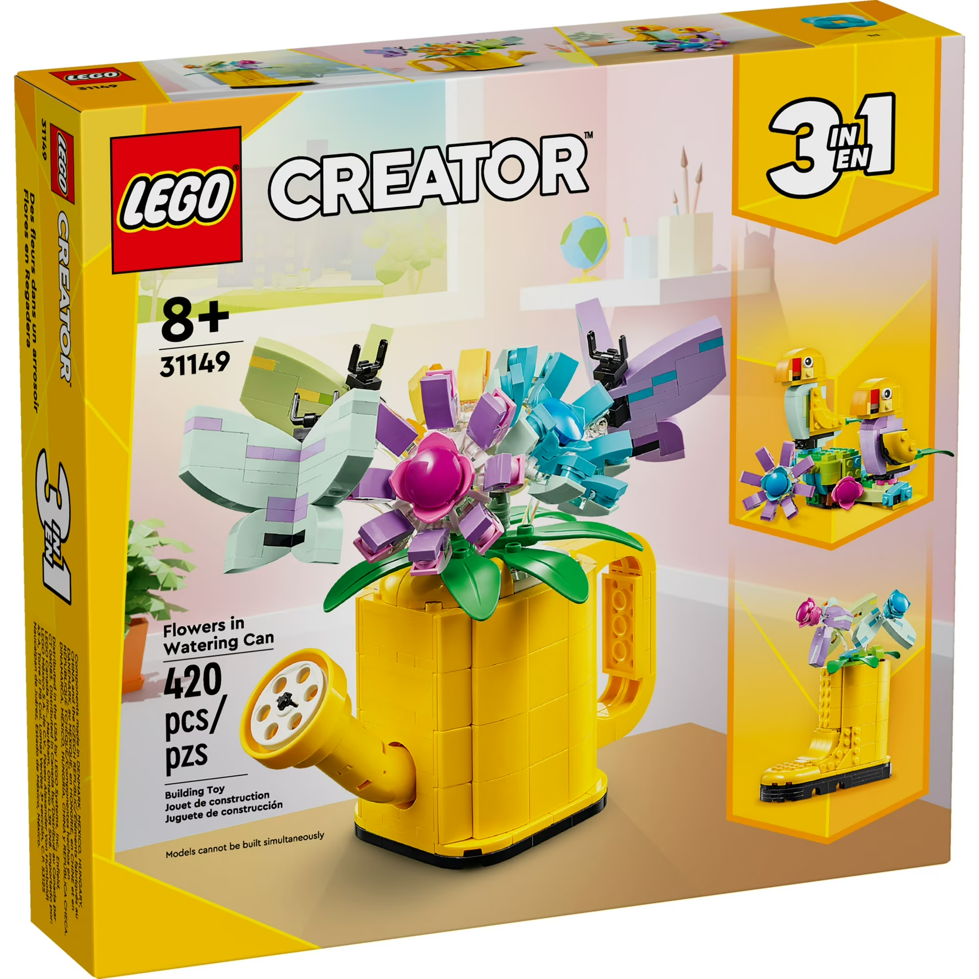 LEGO Creator 3-in-1 Flower Set - Watering Can, Boots & Birds Toy for Kids 8+