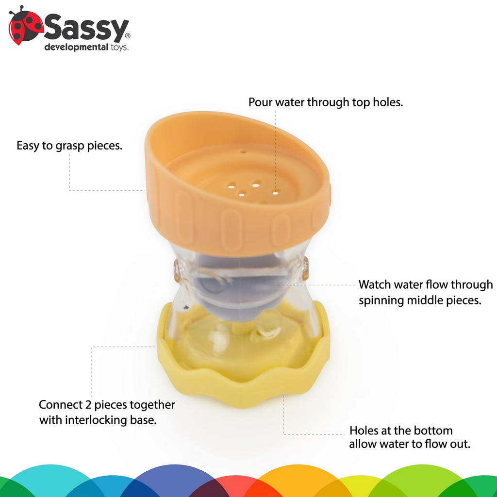 Sassy 4PC Waterworks Bright Spinners Bath Toy for Kids