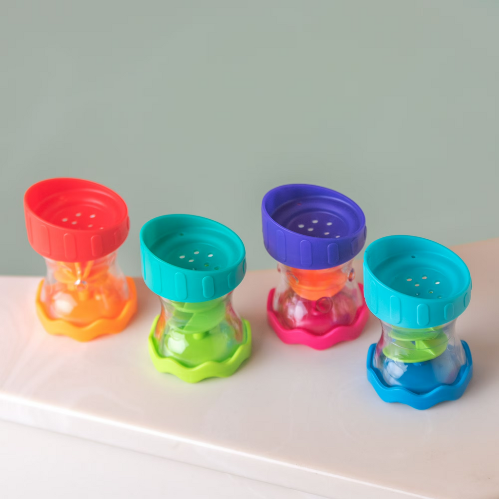 Sassy 4PC Waterworks Bright Spinners Bath Toy for Kids