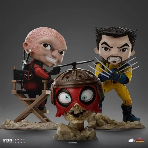 Deadpool & Wolverine with Headpool (Unmasked) MiniCo Vinyl Figure Set by Iron Studios