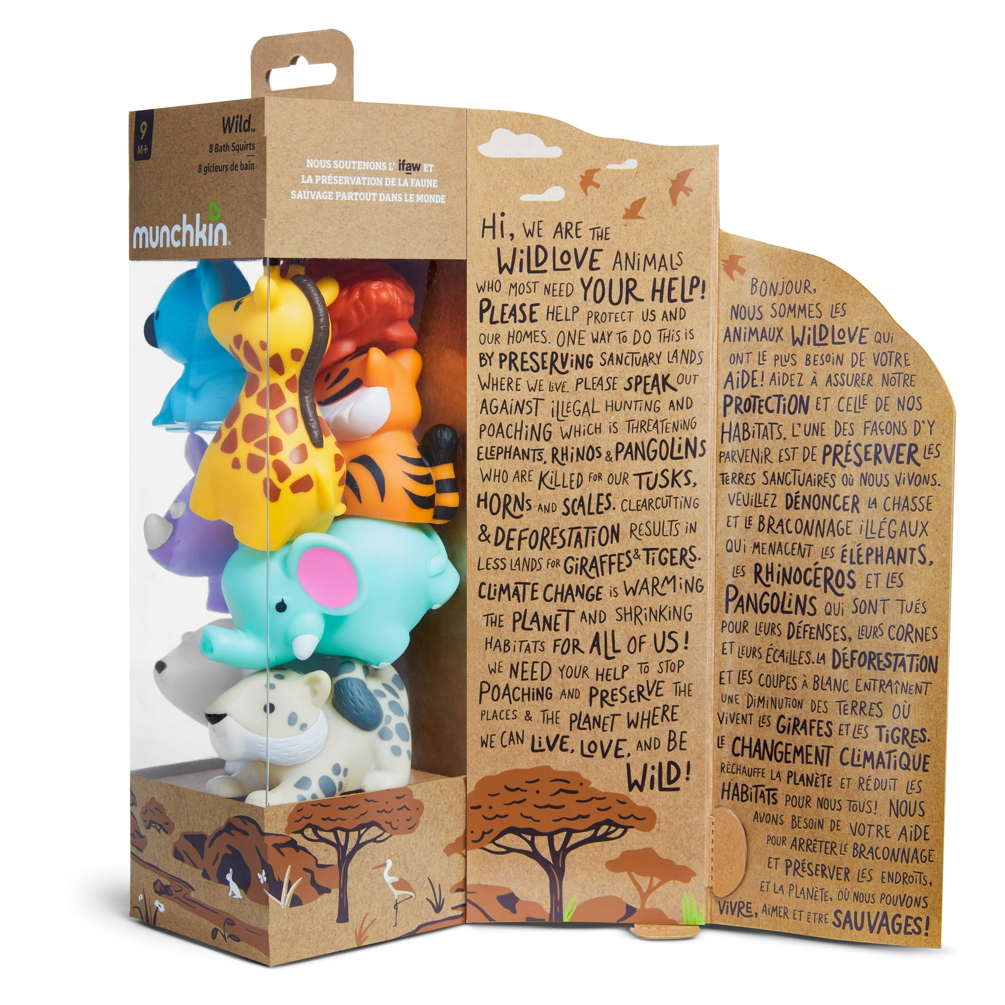 Munchkin Wild Animal Bath Toy Squirts - 8 Pack for Babies & Toddlers
