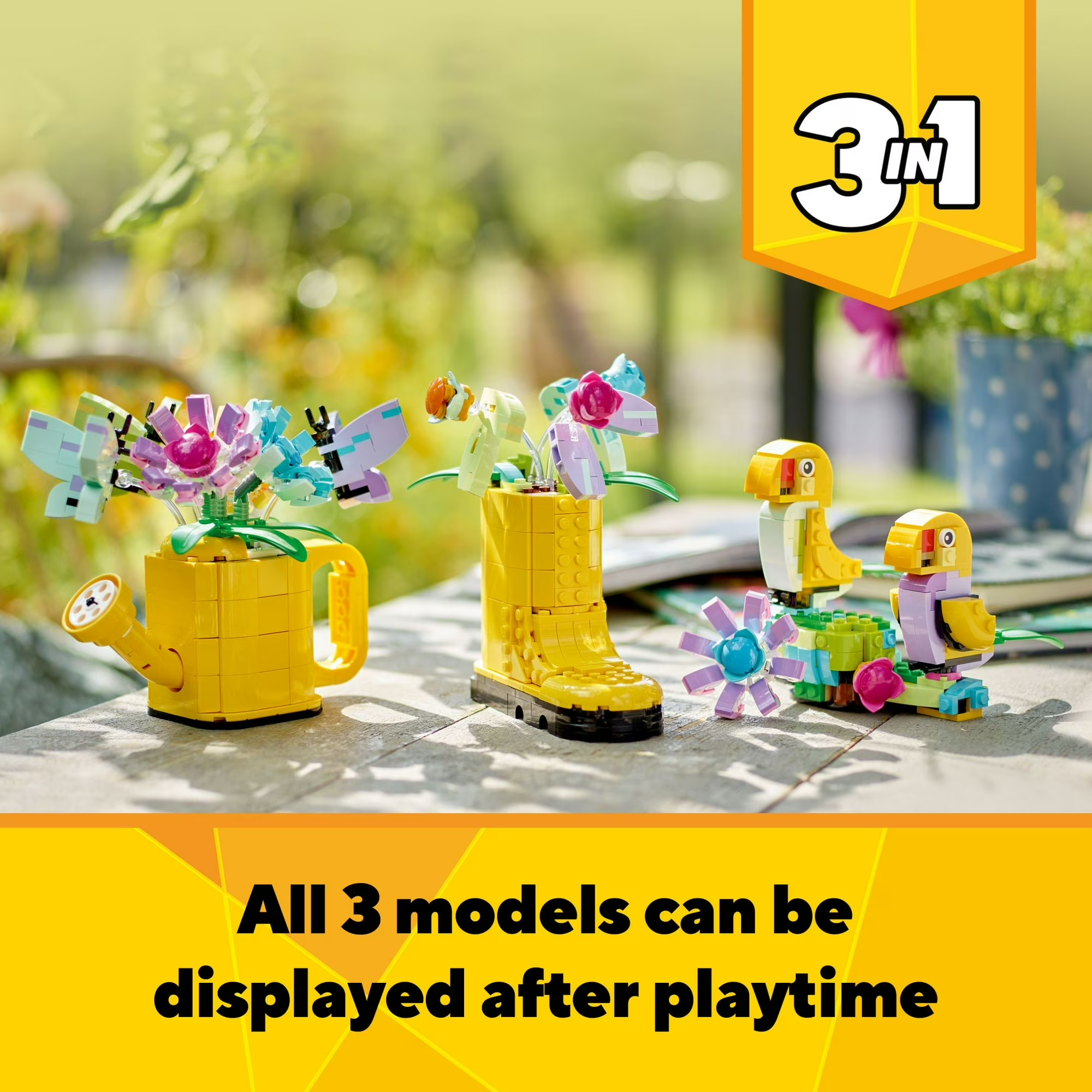 LEGO Creator 3-in-1 Flower Set - Watering Can, Boots & Birds Toy for Kids 8+