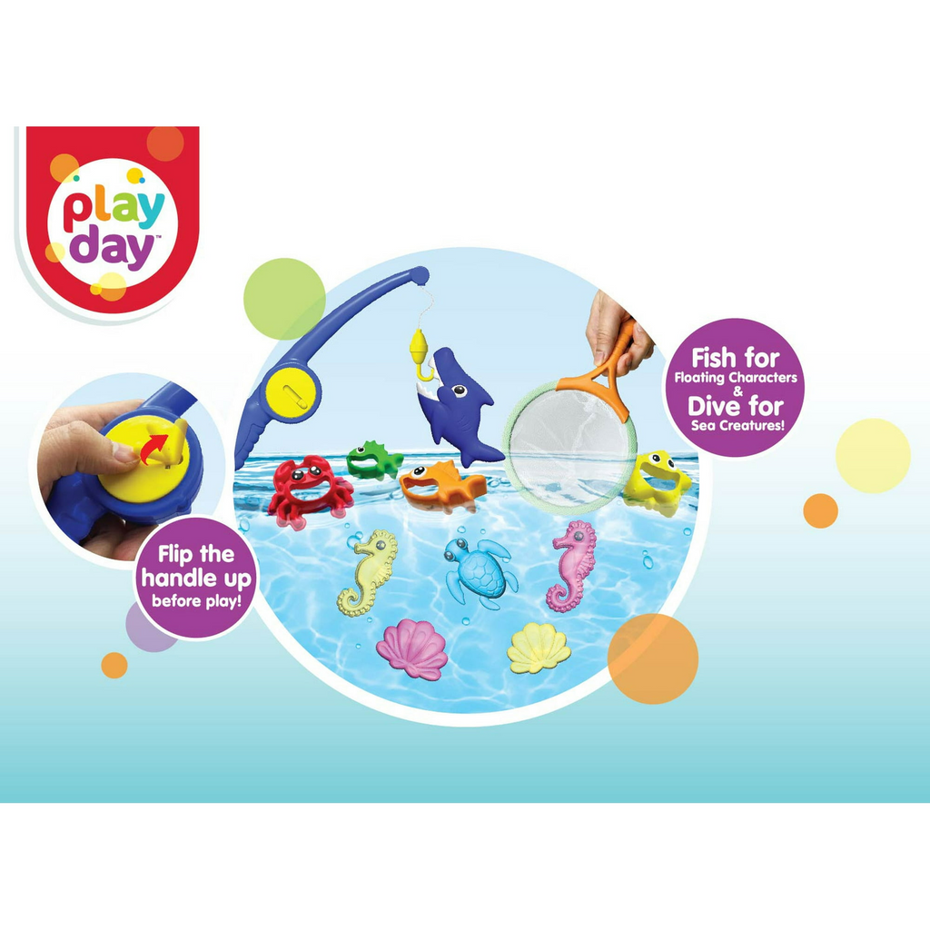 Play Day Fish & Catch 12-Piece Pool & Bath Toy Set for Kids 3+