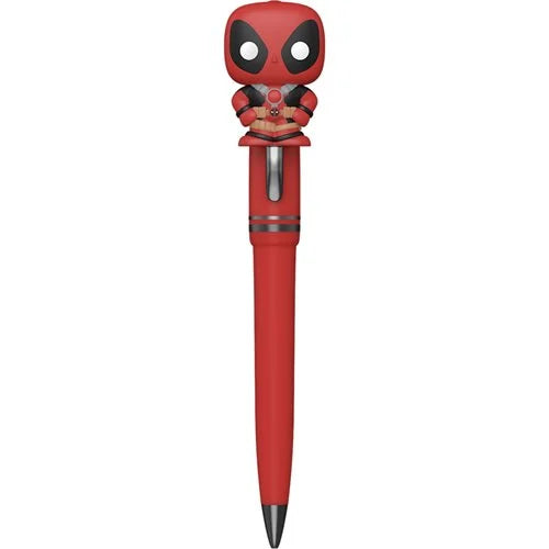 6-inch red ink Deadpool Pop pens in blister card packaging