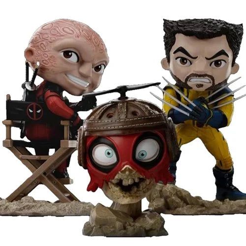 Deadpool & Wolverine with Headpool (Unmasked) MiniCo Vinyl Figure Set by Iron Studios