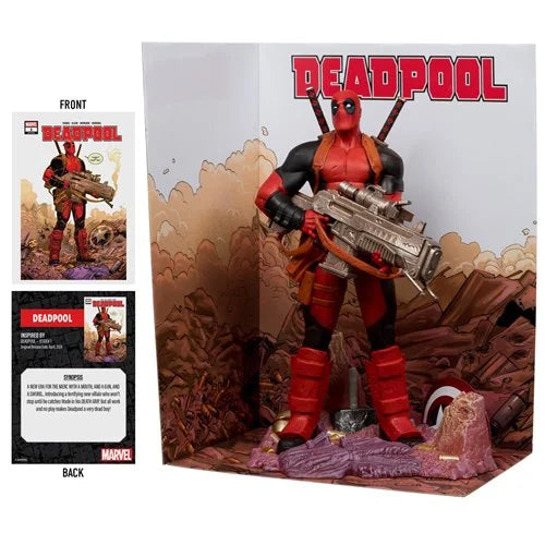 Marvel Deadpool #1 1:6 Scale Figure with Scene & Comic – Collectible Statue (10.5 Inches, Ages 14+)