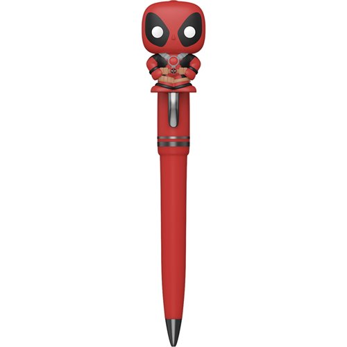 6-inch red ink Deadpool Pop pens in blister card packaging